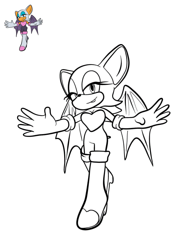 Coloriage Rouge la Chauve-souris - Sonic à imprimer